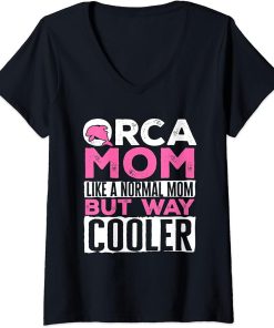 Womens Funny Orca Mom Graphic for Women Girls Moms Whale V-Neck T-Shirt