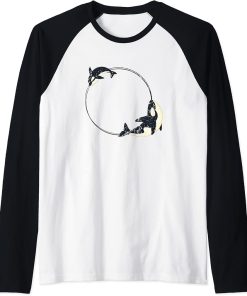 Men Women Cool Orcas Whale Cute Orca Lover Raglan Baseball Tee