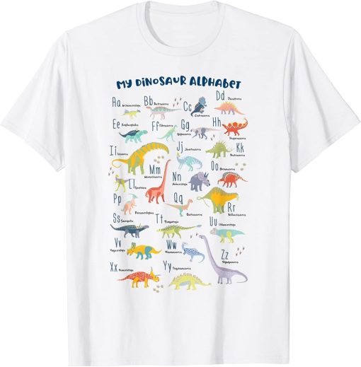 ABC Dino Identification A-Z Types Of Dinosaurs Alphabet T-Shirt