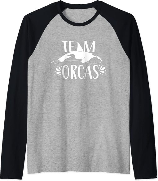 Team Orcas Sea Whale Orca Protect Raglan Baseball Tee