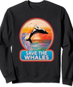 Retro Orca Killer Whale Shirt Save The Whales Gift Women Men Sweatshirt