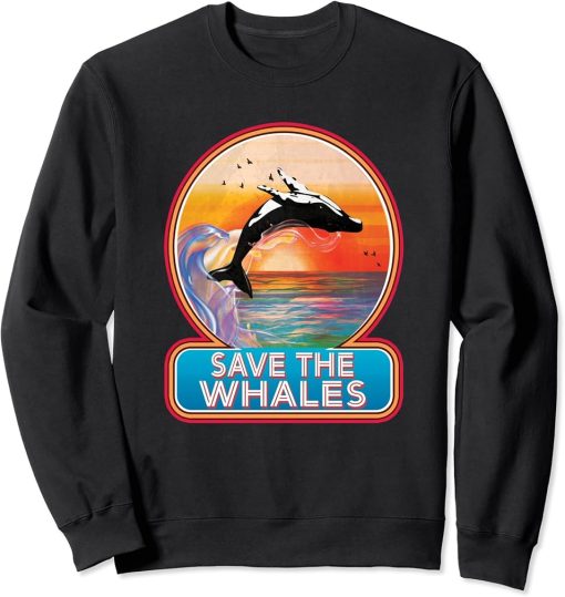 Retro Orca Killer Whale Shirt Save The Whales Gift Women Men Sweatshirt