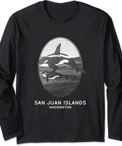 San Juan Islands Washington Orca Whale Souvenir Design Long Sleeve T-Shirt