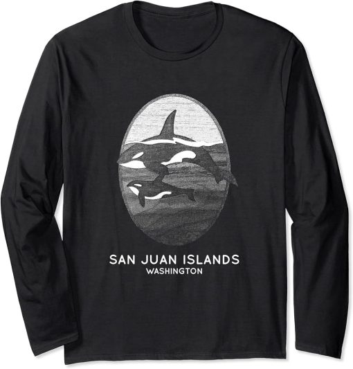 San Juan Islands Washington Orca Whale Souvenir Design Long Sleeve T-Shirt