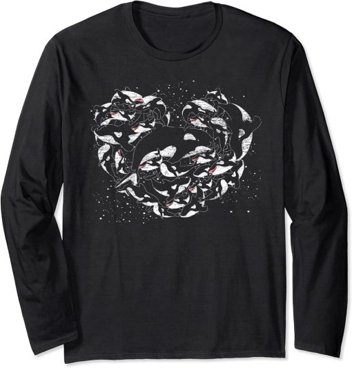 Aquarist Gift Ocean Animal Orcas Heart Killer Whale Sea Orca Long Sleeve T-Shirt